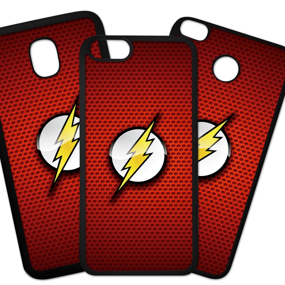 Carcasas De Móvil Fundas De Móviles De TPU Modelo Superheroe Logo, hombre super rapido como el rayo fondo rojo