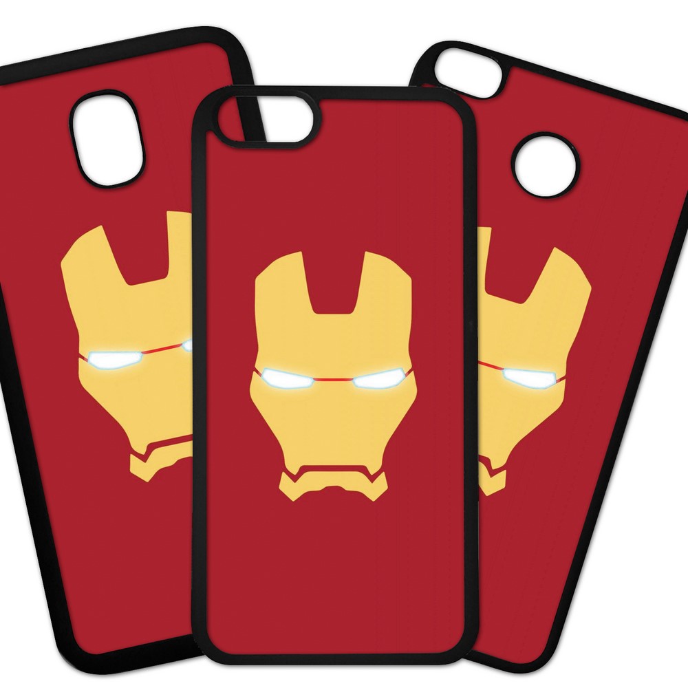 Carcasas De Móvil Fundas De Móviles De TPU Modelo Superheroe Logo, hombre de hierro, cara fondo rojo